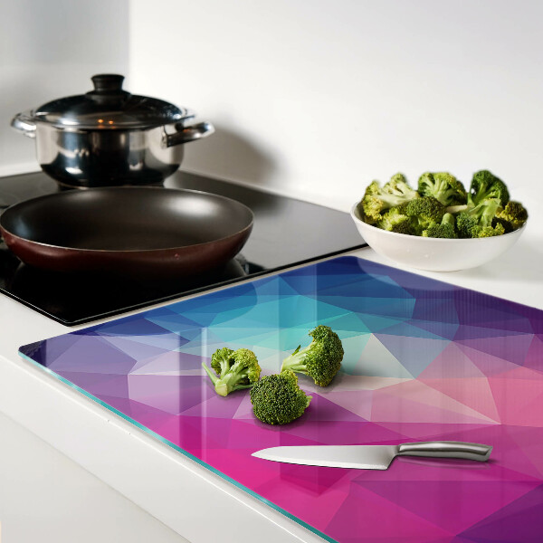 Snijplanken glas Geometrische vormen in roze en blauwe tinten.