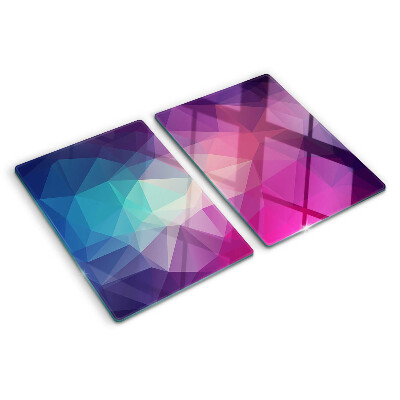 Snijplanken glas Geometrische vormen in roze en blauwe tinten.