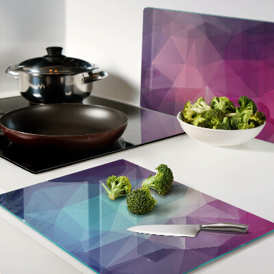 Snijplanken glas Geometrische vormen in roze en blauwe tinten.