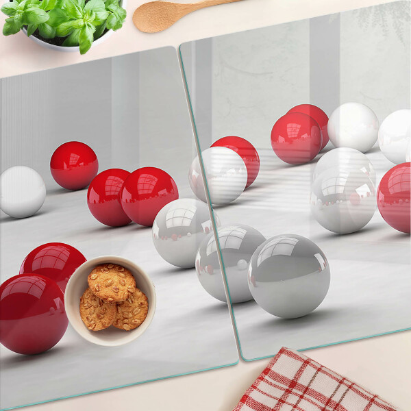 Szklana deska do krojenia Czerwone i białe kule