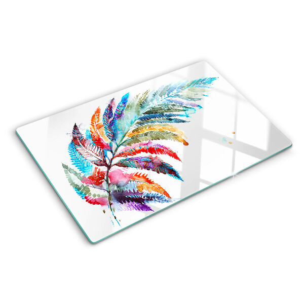 Szklana deska kuchenna Liście paproci w kolorach tęczy