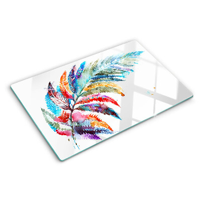 Szklana deska kuchenna Liście paproci w kolorach tęczy