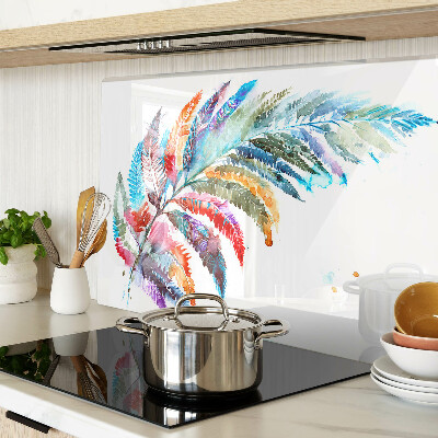 Szklana deska kuchenna Liście paproci w kolorach tęczy