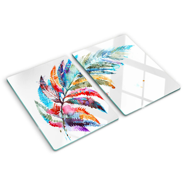 Szklana deska kuchenna Liście paproci w kolorach tęczy