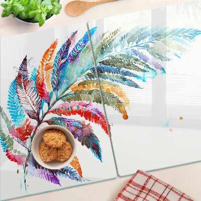 Szklana deska kuchenna Liście paproci w kolorach tęczy