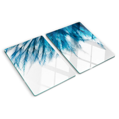 Deska kuchenna szklana Niebieskie pióra na białym tle