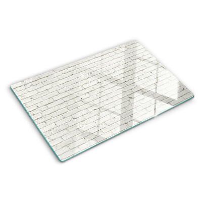 Glazen snijplanken Witte bakstenen muur