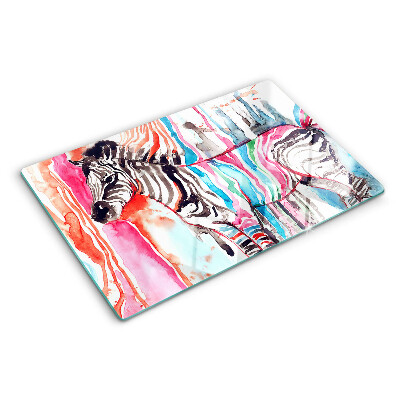 Deska kuchenna szklana Zebra w kolorowych paskach
