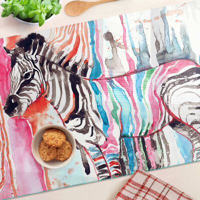 Deska kuchenna szklana Zebra w kolorowych paskach