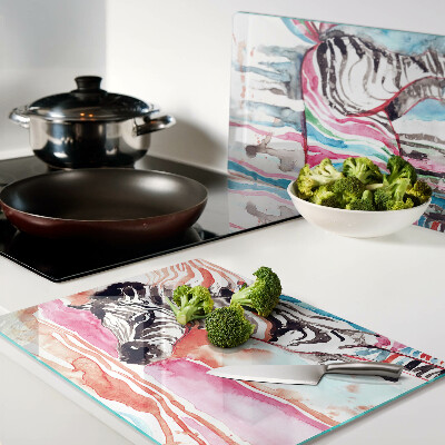 Deska kuchenna szklana Zebra w kolorowych paskach