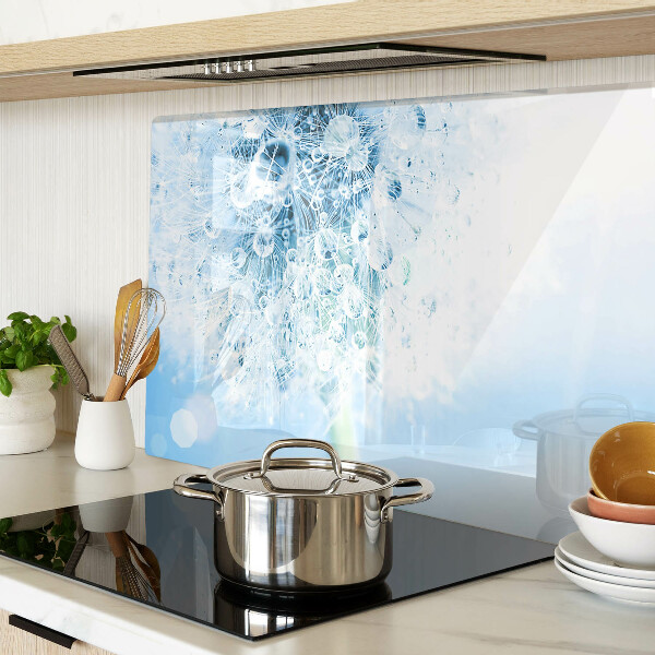 Szklana deska do krojenia Kwiat dmuchawca z kroplami wody