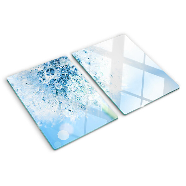 Szklana deska do krojenia Kwiat dmuchawca z kroplami wody