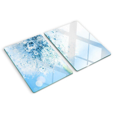 Szklana deska do krojenia Kwiat dmuchawca z kroplami wody