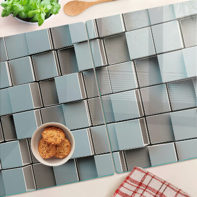 Snijplanken glas Geometrische tegels in blauwe tinten