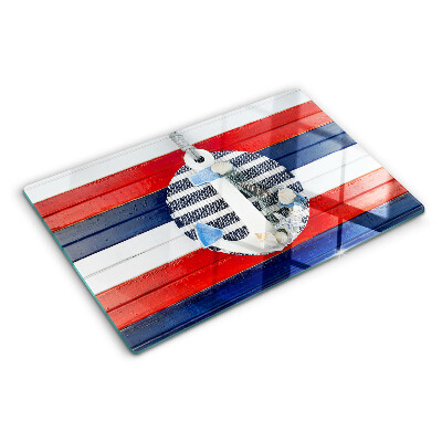 Snijplanken van glas Anker tegen een achtergrond van strepen