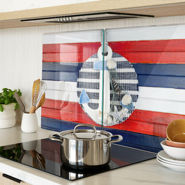 Szklana deska kuchenna Kotwica na tle pasów