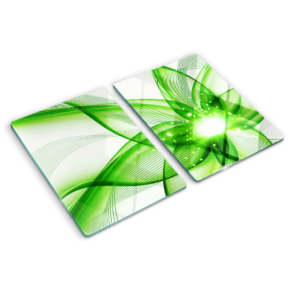 Deska kuchenna szklana Zielone abstrakcyjne fale