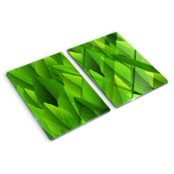 Glazen snijplanken Bladeren in verschillende tinten groen
