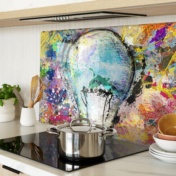 Szklana deska do krojenia Żarówka na kolorowym tle