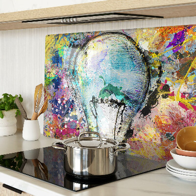 Szklana deska do krojenia Żarówka na kolorowym tle