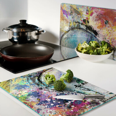 Szklana deska do krojenia Żarówka na kolorowym tle