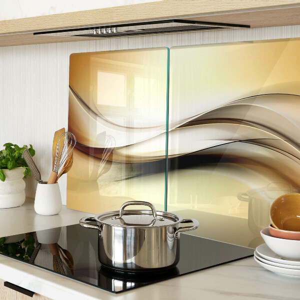 Szklana deska kuchenna Abstrakcyjne fale w odcieniach beżu