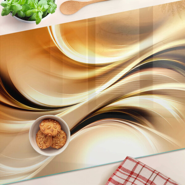 Szklana deska kuchenna Abstrakcyjne fale w odcieniach złota