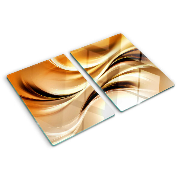 Szklana deska kuchenna Abstrakcyjne fale w odcieniach złota