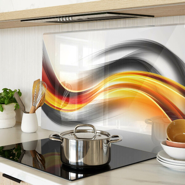 Szklana deska do krojenia Fale w kolorach pomarańczowym i czarnym