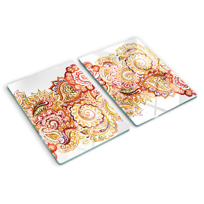 Deska kuchenna szklana Motyw paisley w odcieniach czerwieni i złota