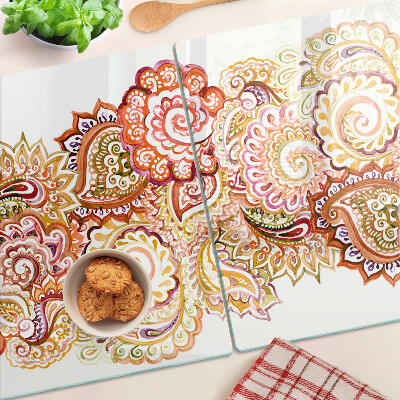 Deska kuchenna szklana Motyw paisley w odcieniach czerwieni i złota