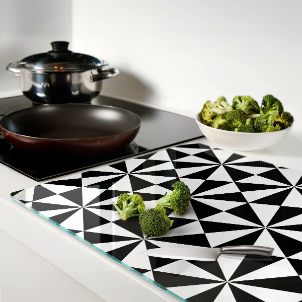 Snijplanken glas Geometrische driehoeken in zwart-wit