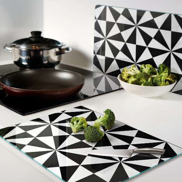 Szklana deska do krojenia Geometryczne trójkąty w czerni i bieli