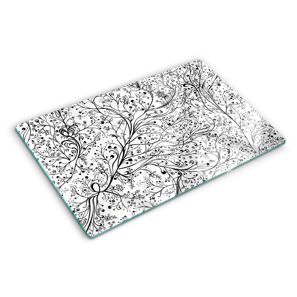 Szklana deska kuchenna Wzór roślinny z delikatnymi gałązkami