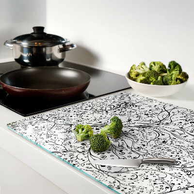 Szklana deska kuchenna Wzór roślinny z delikatnymi gałązkami