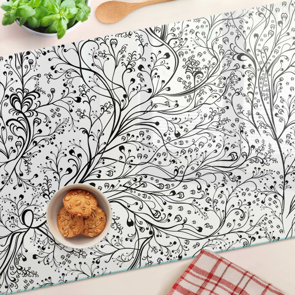Szklana deska kuchenna Wzór roślinny z delikatnymi gałązkami