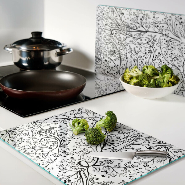 Szklana deska kuchenna Wzór roślinny z delikatnymi gałązkami