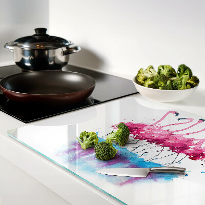 Deska kuchenna szklana Flamingi w akwarelowym stylu