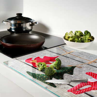 Szklana deska do krojenia Świąteczne ozdoby na tle drewna