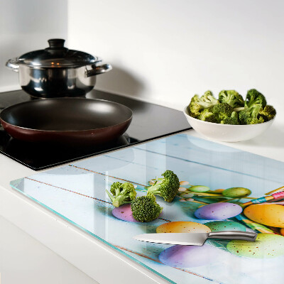 Szklana deska kuchenna Wielkanocne kolorowe jajka w koszyku