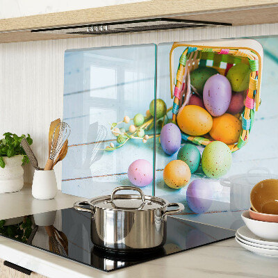 Szklana deska kuchenna Wielkanocne kolorowe jajka w koszyku