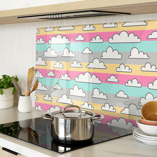 Glazen snijplanken Wolken op een pastelkleurige achtergrond