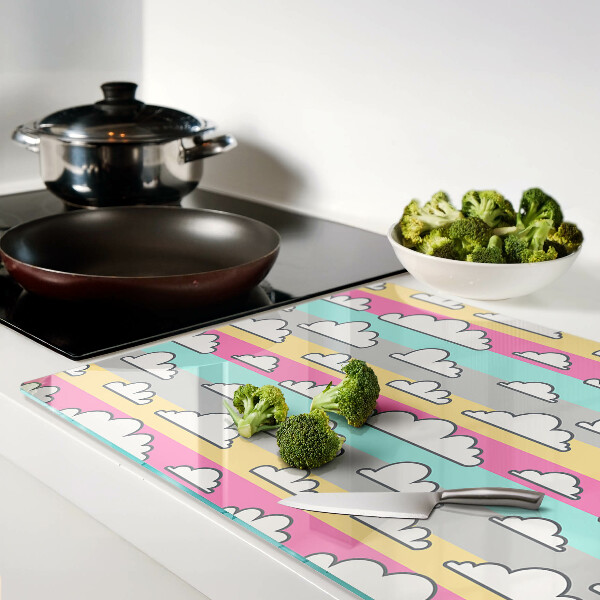 Deska kuchenna szklana Chmurki na pastelowym tle