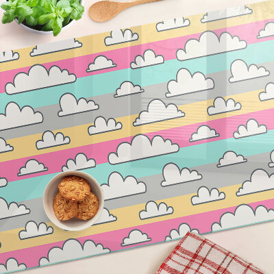 Deska kuchenna szklana Chmurki na pastelowym tle