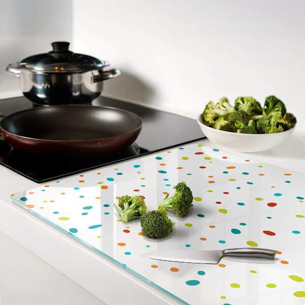 Deska kuchenna szklana Kolorowe kropki na białym tle