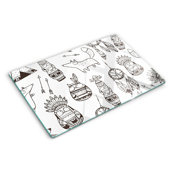 Deska kuchenna szklana Motyw etniczny z zwierzętami