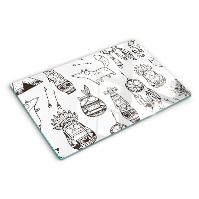 Snijplanken glas Etnisch motief met dieren