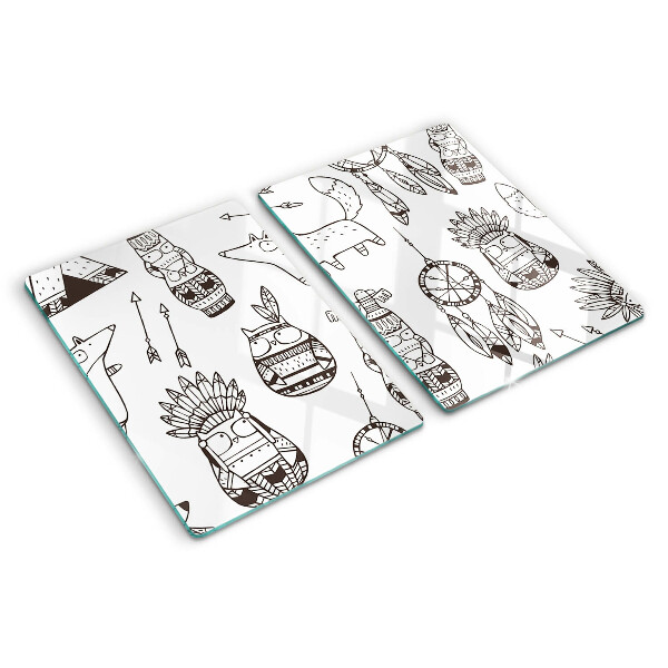 Deska kuchenna szklana Motyw etniczny z zwierzętami
