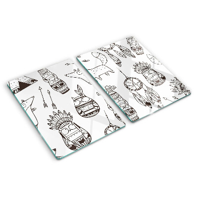 Deska kuchenna szklana Motyw etniczny z zwierzętami