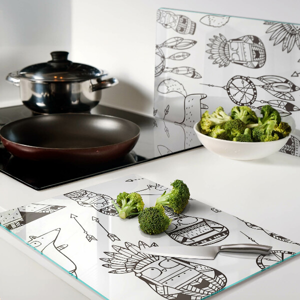 Deska kuchenna szklana Motyw etniczny z zwierzętami